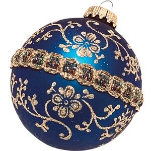 8 Christmas by Krebs Designer Glass with Crowns Vintage Ornaments Royal